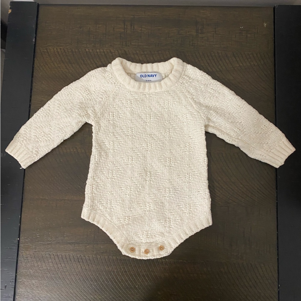 Old Navy Cream Knit Baby Onesie